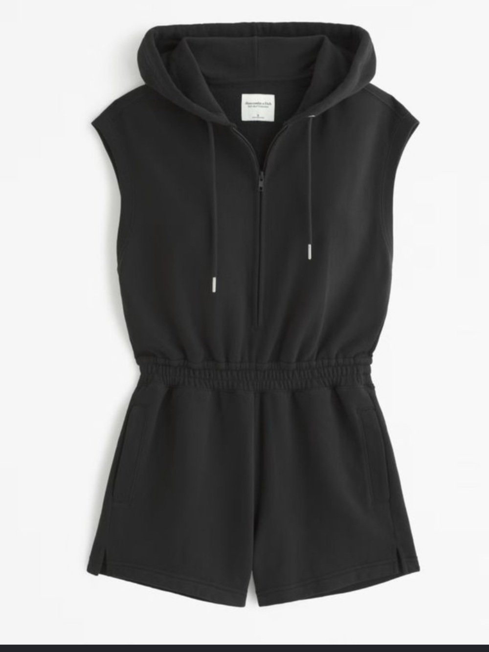 Abercrombie & Fitch Hooded Fleece Romper Black XS Women’s Cozy Soft A&F